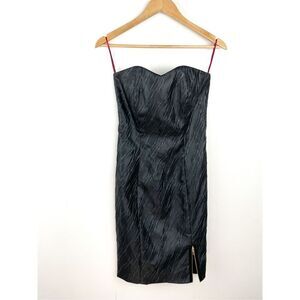 NADA Boned Strapless Textured Zipper Dress
